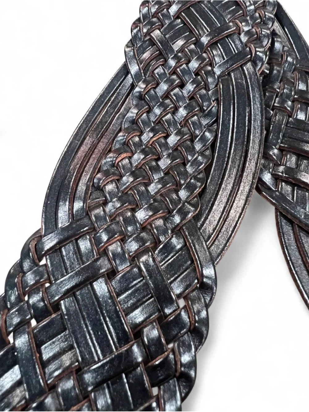Woven Wide Black Waist Belt